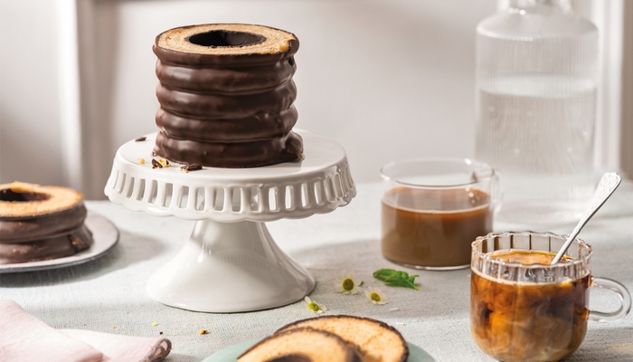 Baumkuchenring mit Zartbitterschokolade