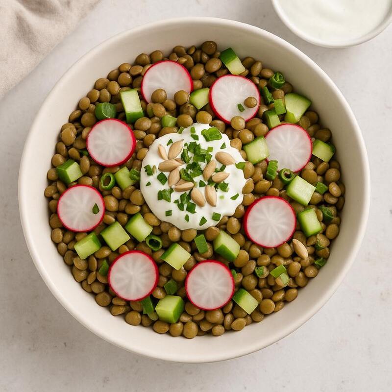 Linsensalat mit Radieschen & Joghurt-Dressing