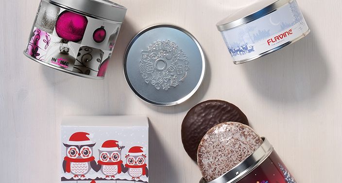 Individualisierte Dosen mit Lebkuchen