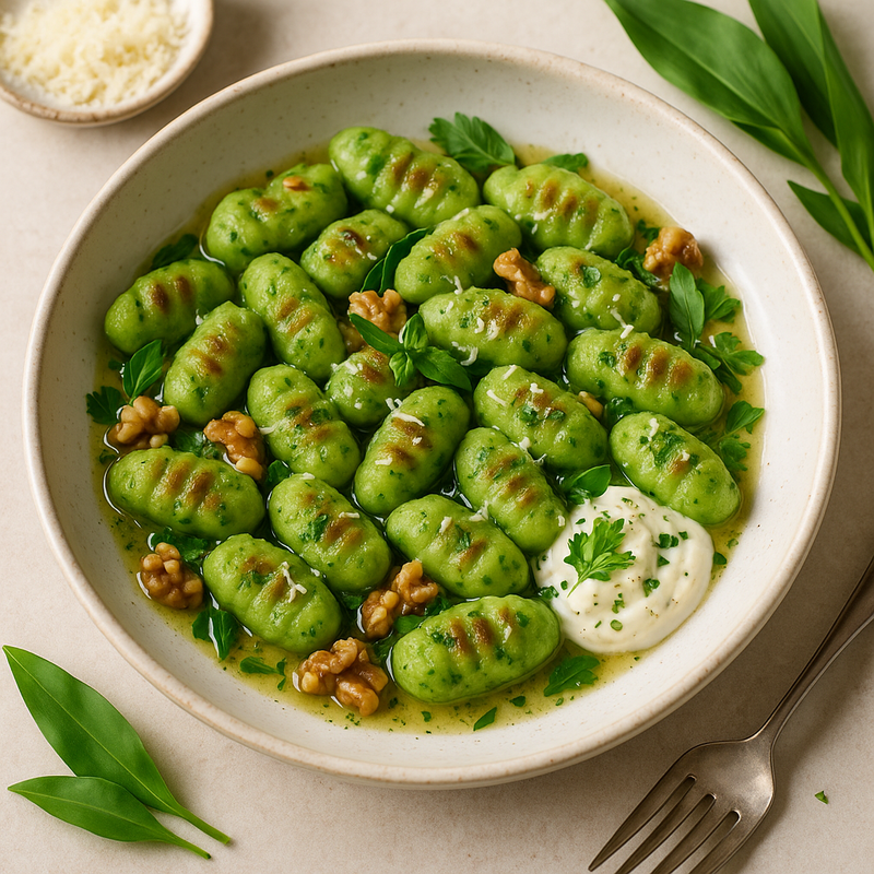 B&auml;rlauch Gnocchi mit Walnussbutter