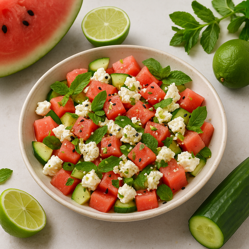 Melonen-Feta-Salat mit Minze