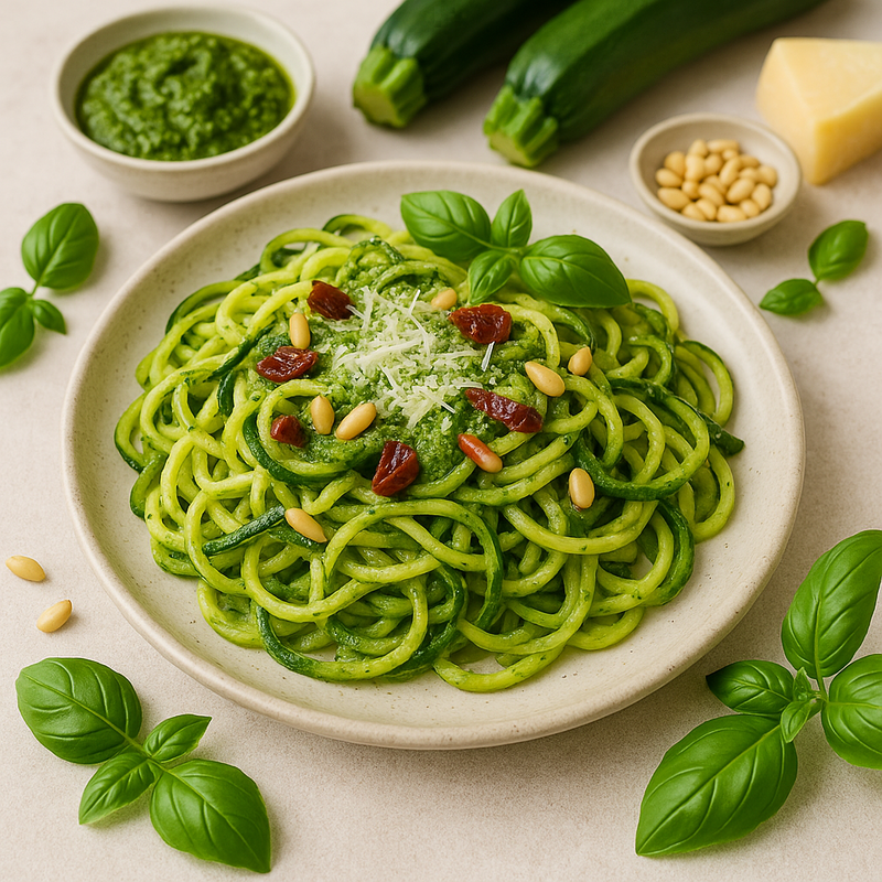Zucchini-Spaghetti mit Pesto