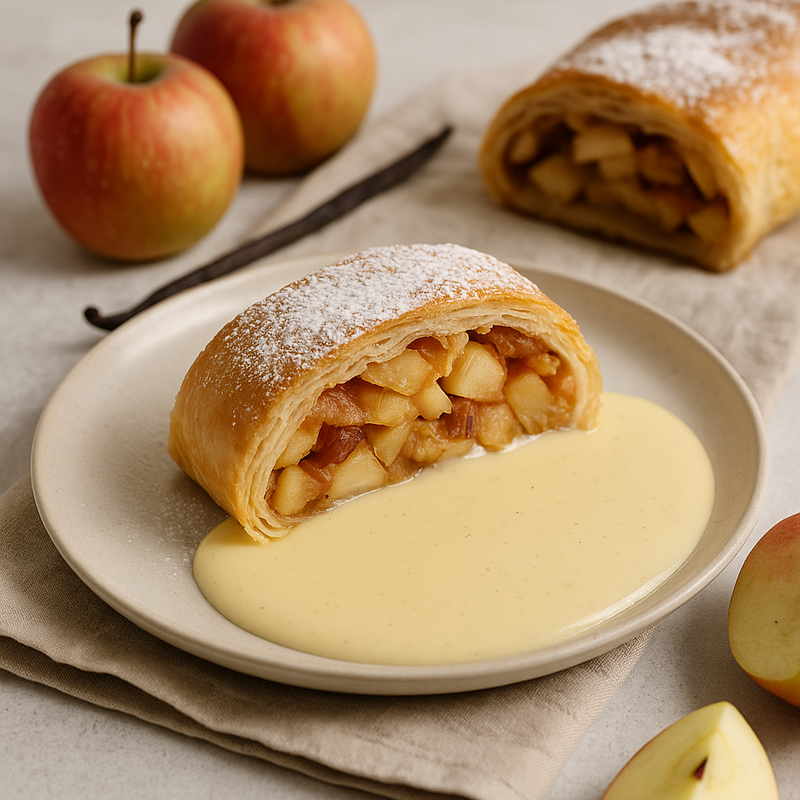 Winterlicher Apfelstrudel mit Vanillesauce